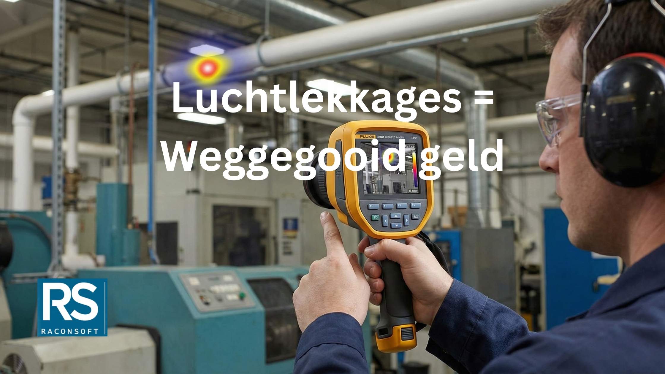 Close-up van een persluchtslang met een kleine ontsnapping van lucht