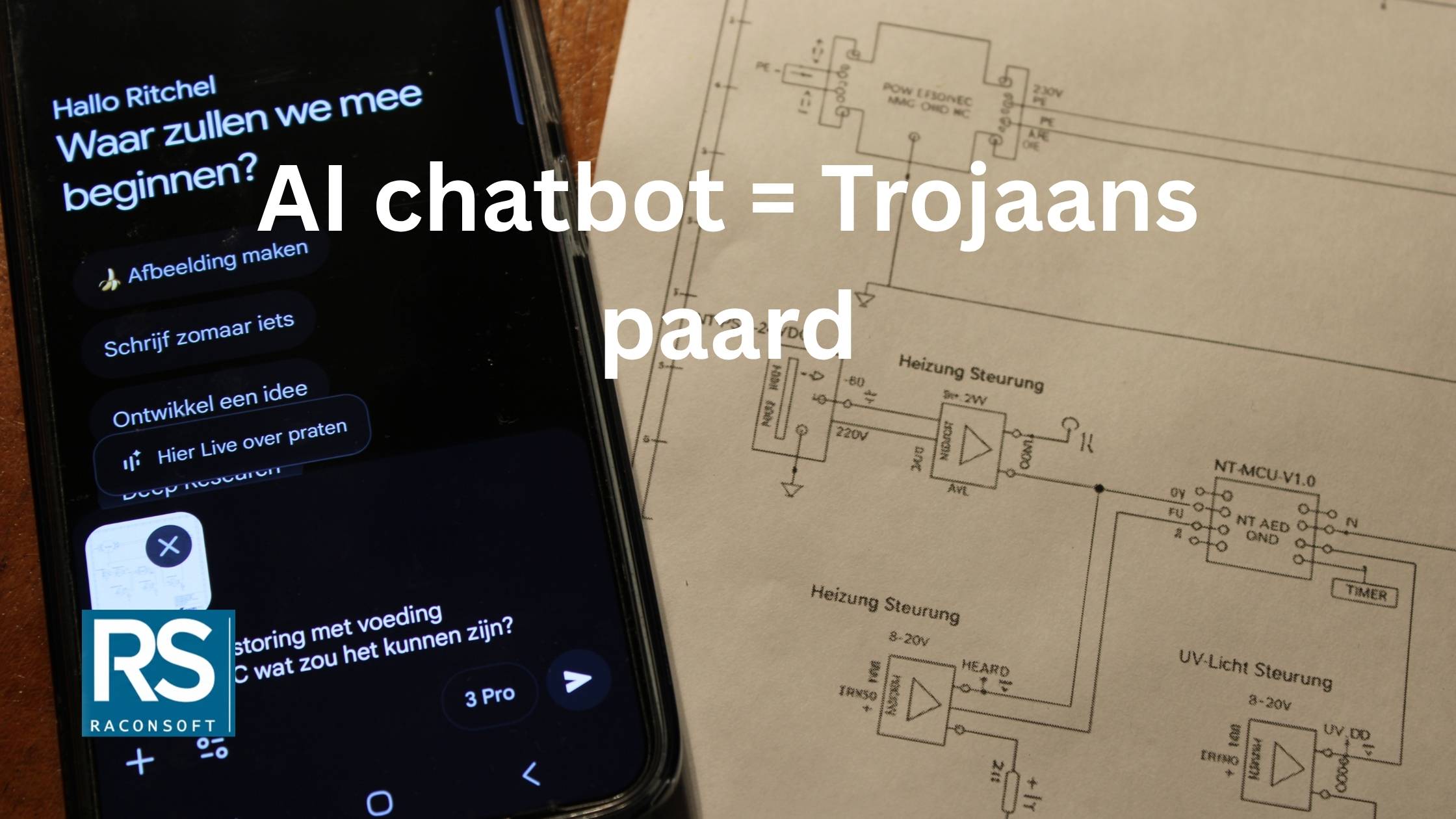 Visuele representatie van een Trojaans Paard en technische blauwdrukken